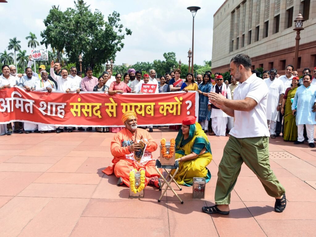 Outrage and Legal Action Follow Pappu Yadav’s Saffron-Clad Skit in Parliament Complex